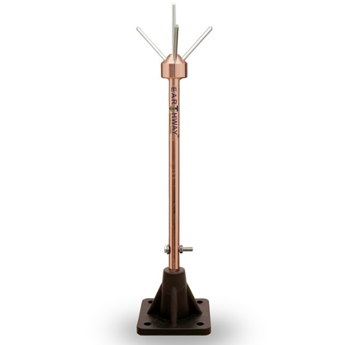 Copper lightning arrester with multiple spikes by Earthway Technologies for advanced lightning protection.